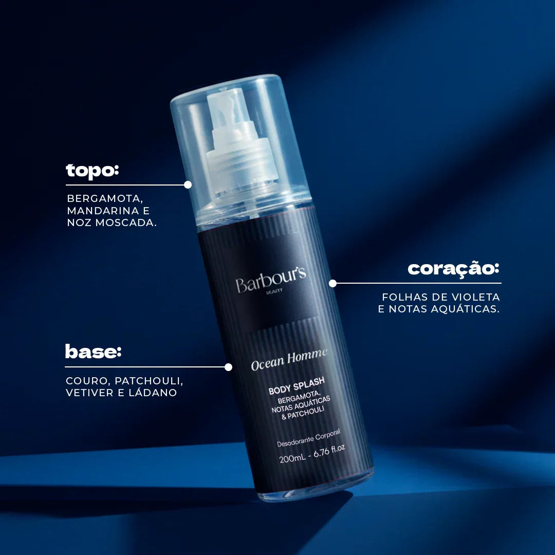 Kit 2 Body Splash Desodorante Colônia 200ml - Bold Homme e Ocean Homme