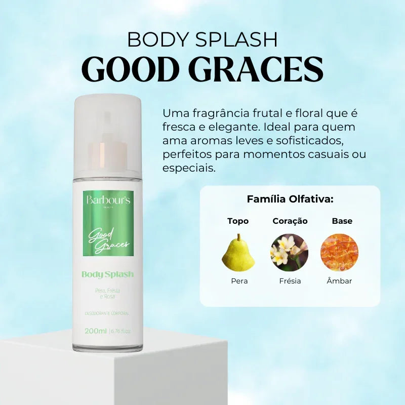 Kit 5 Body Splash Desodorante Colônia 200ml - Good Graces, Soft Breeze, My Sweet Delight, Very Sexy e Roses