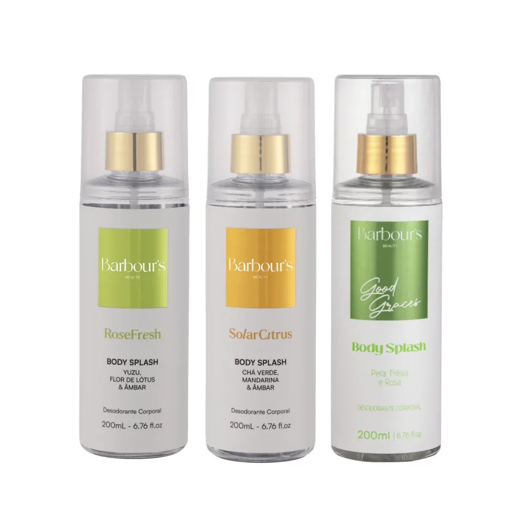 Kit 3 Body Splash Desodorante Colônia 200ml - Rose Fresh, Solar Citrus e Good Graces