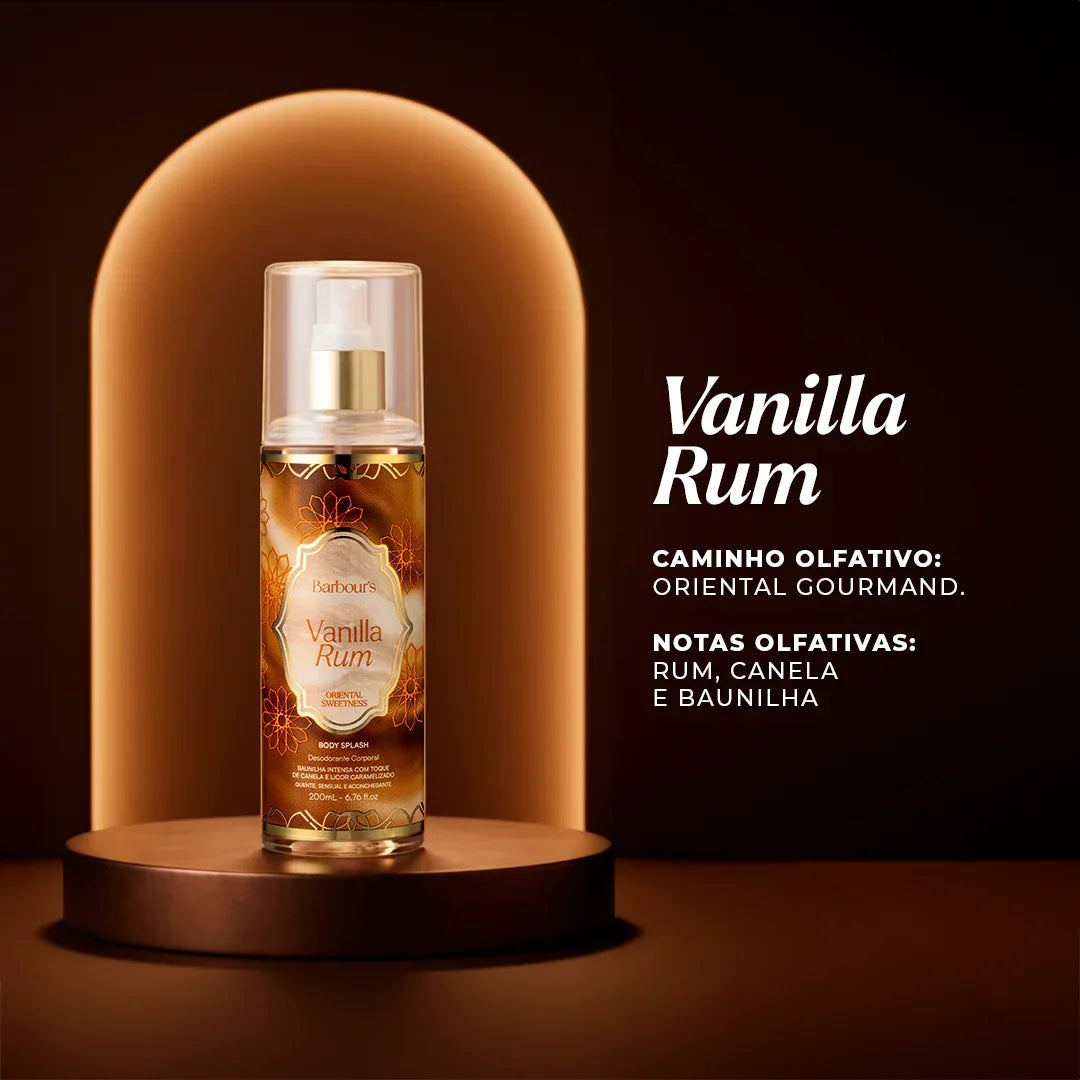 Kit 2 Body Splash Desodorante Colônia 200ml - Caramel Kiss e Vanilla Rum