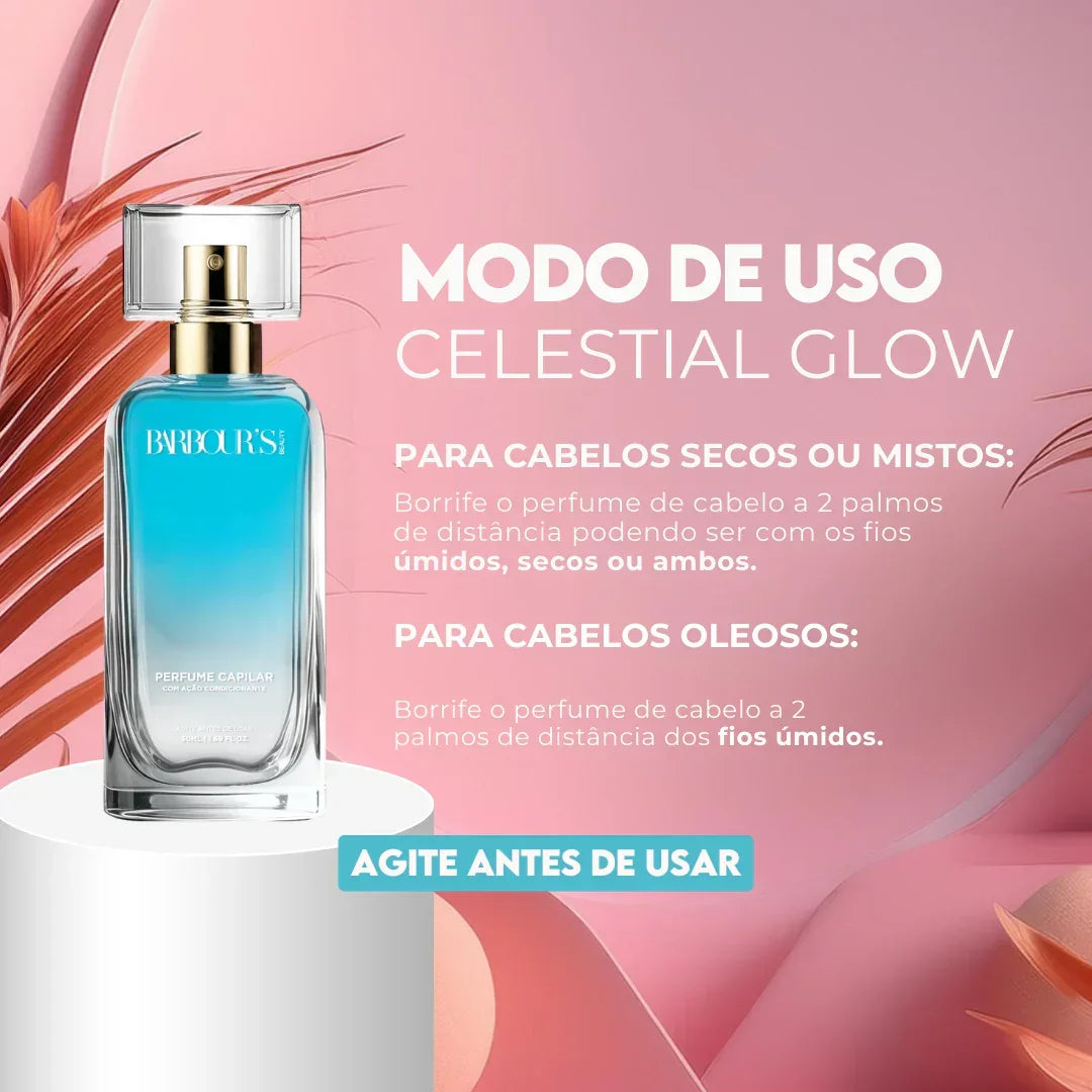 Perfume para cabelo Celestial Glow / finalizador termoativo