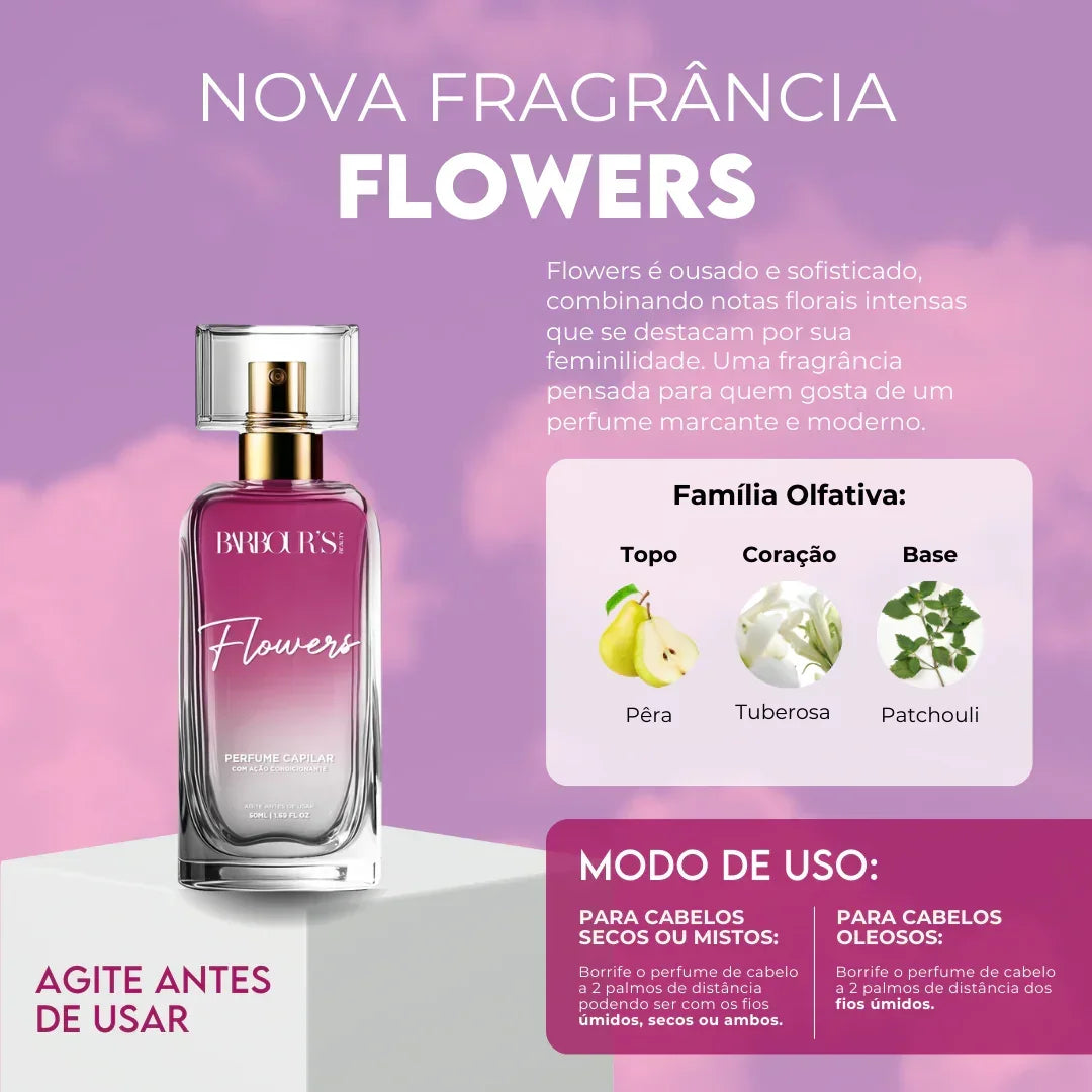 Perfume para cabelo / finalizador termoativo Flowers