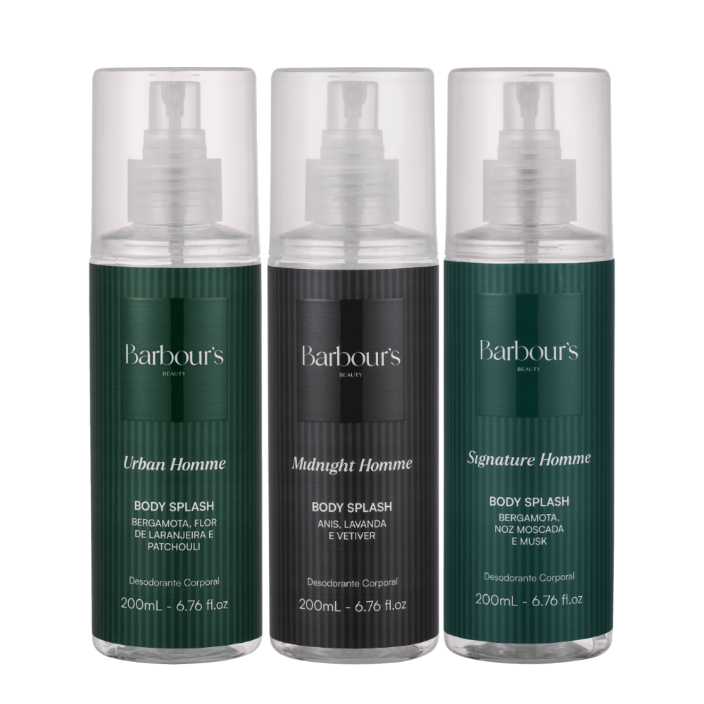Kit 3 Body Splash Desodorante Colônia 200ml - Signature Homme, Midnight Homme e Urban Homme