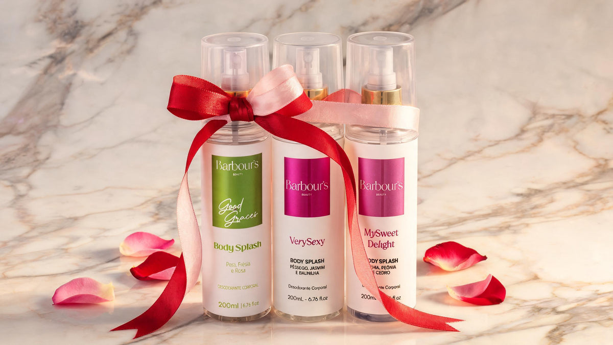 Trios de body splash Barbour's em mármore com fita de presente