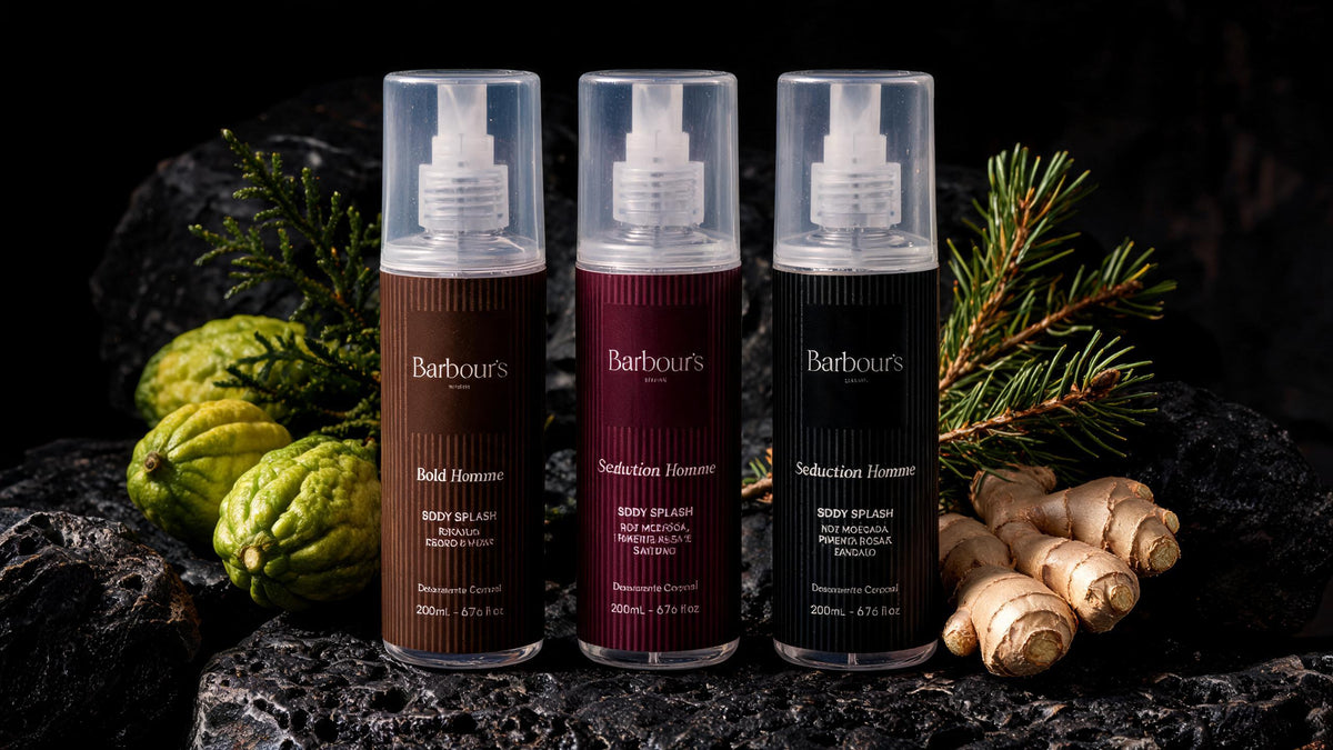 Trio masculino Barbour's Bold, Ocean e Seduction em basalto escuro