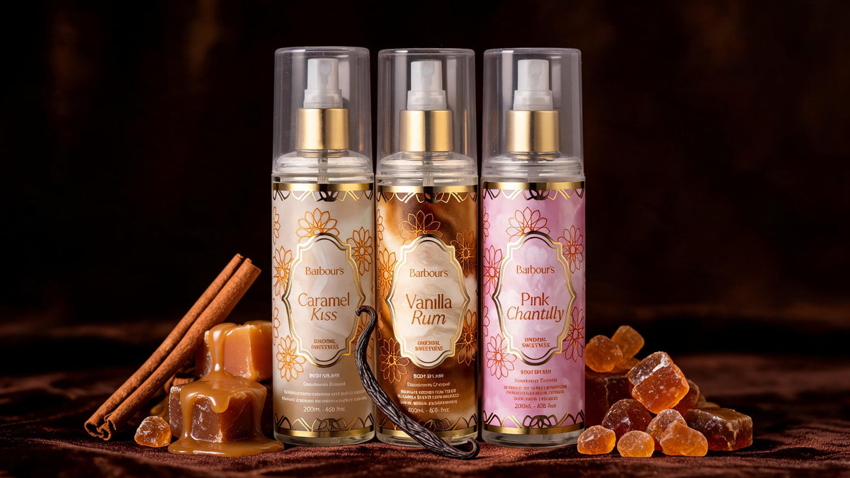 Kit árabe Barbour's com baunilha, canela e âmbar em luz quente