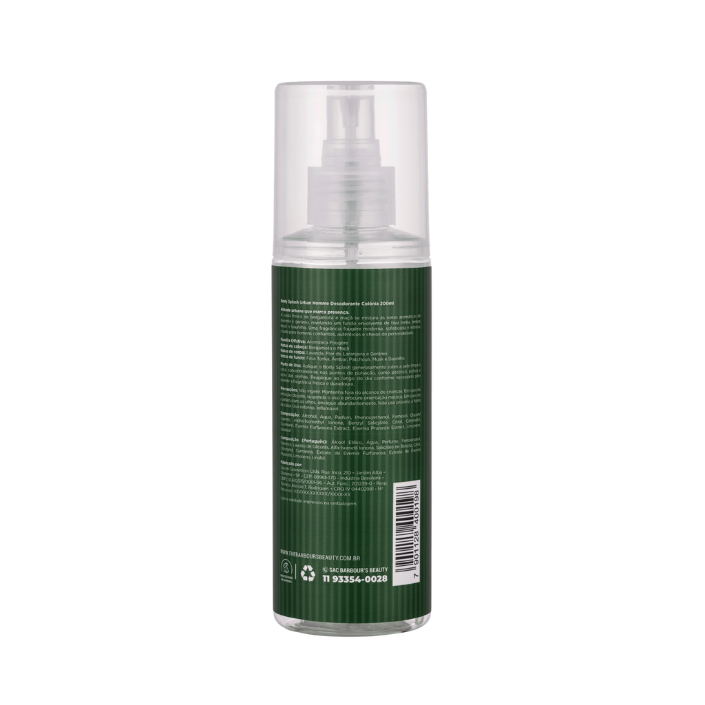 Body Splash Urban Homme Desodorante Colônia 200ml