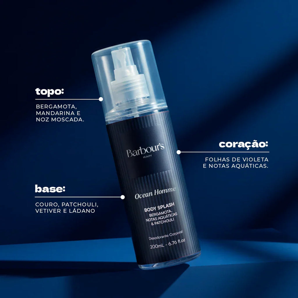 Kit 2 Body Splash Desodorante Colônia 200ml - Seduction Homme e Ocean Homme