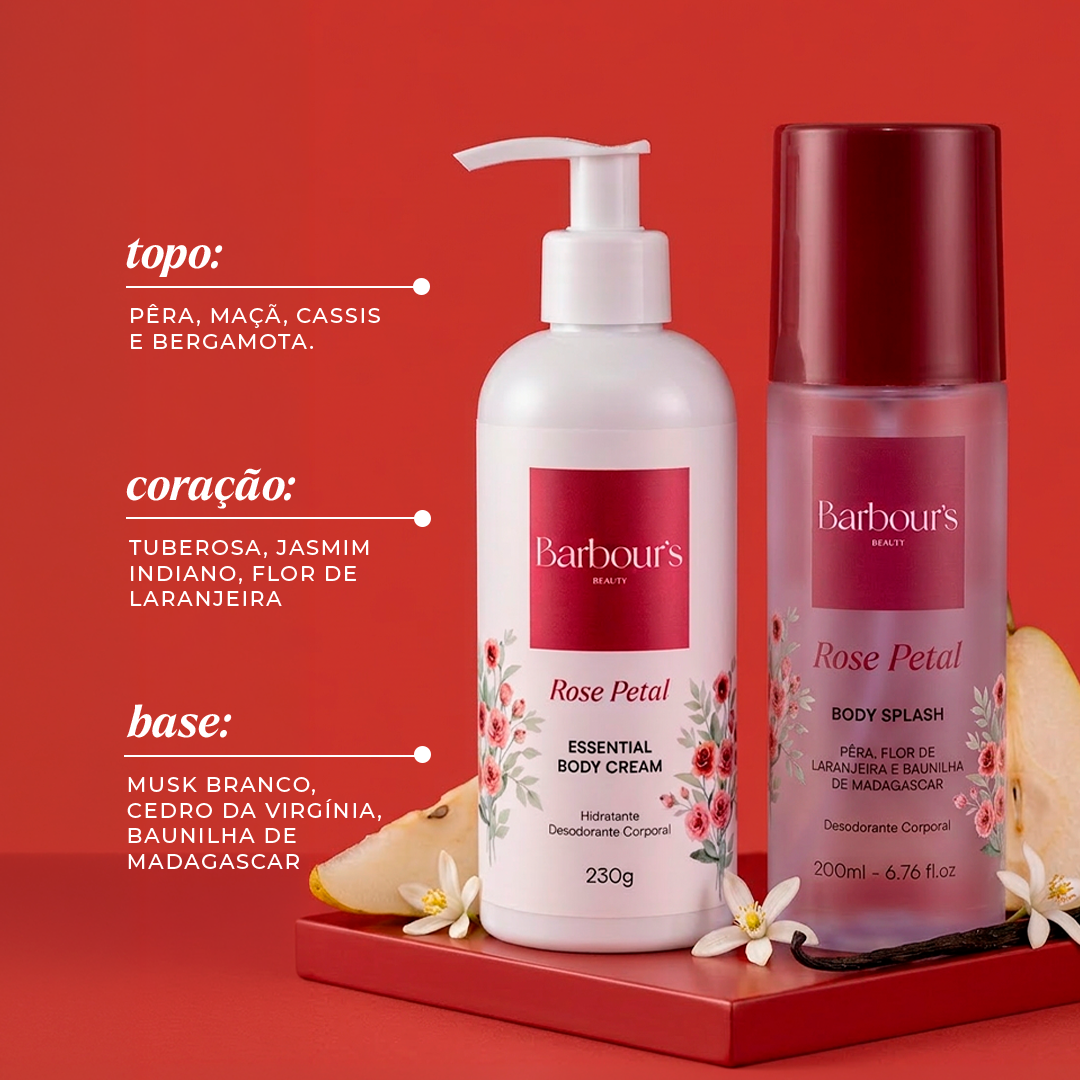 Kit Body Splash + Essential Body Cream Rose Petal