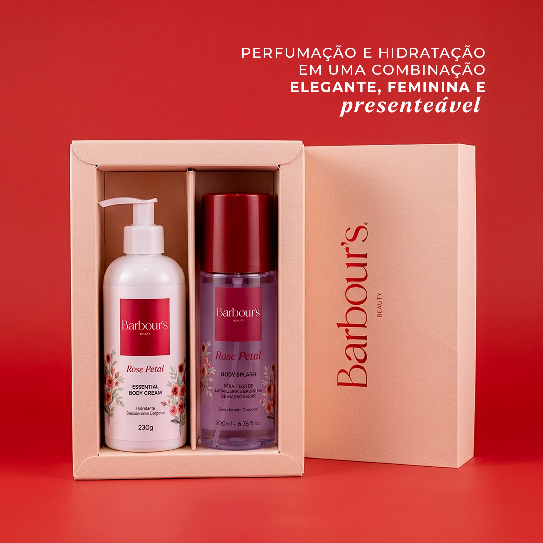 Kit Body Splash + Essential Body Cream Rose Petal