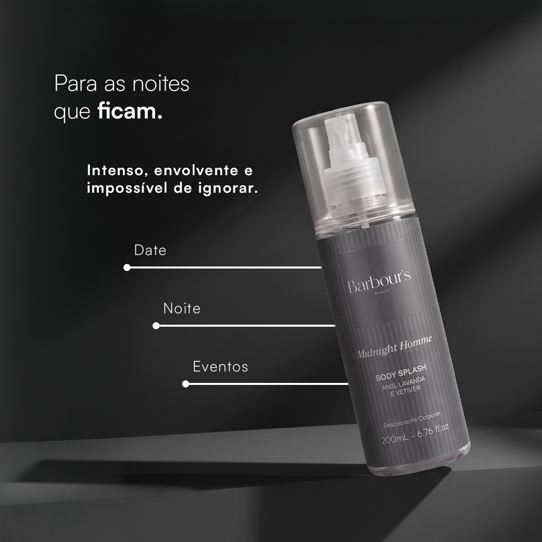 Kit 6 Body Splash Desodorante Colônia 200ml - Signature Homme, Midnight Homme, Urban Homme, Ocean Homme, Seduction Homme e Bold Homme
