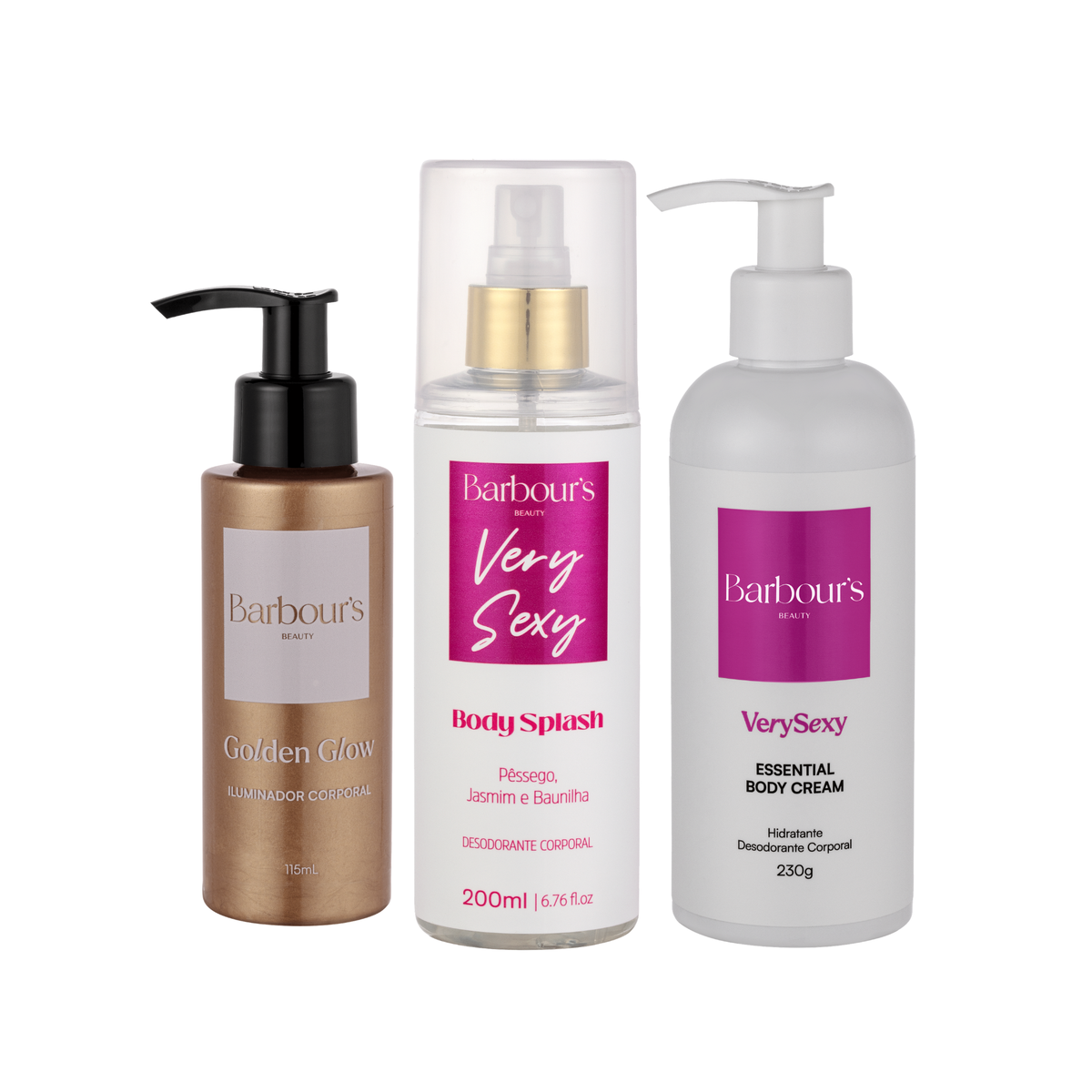 Kit - Golden Glow Iluminador Hidratante, Body Splash Very Sexy e Body Cream Very Sexy