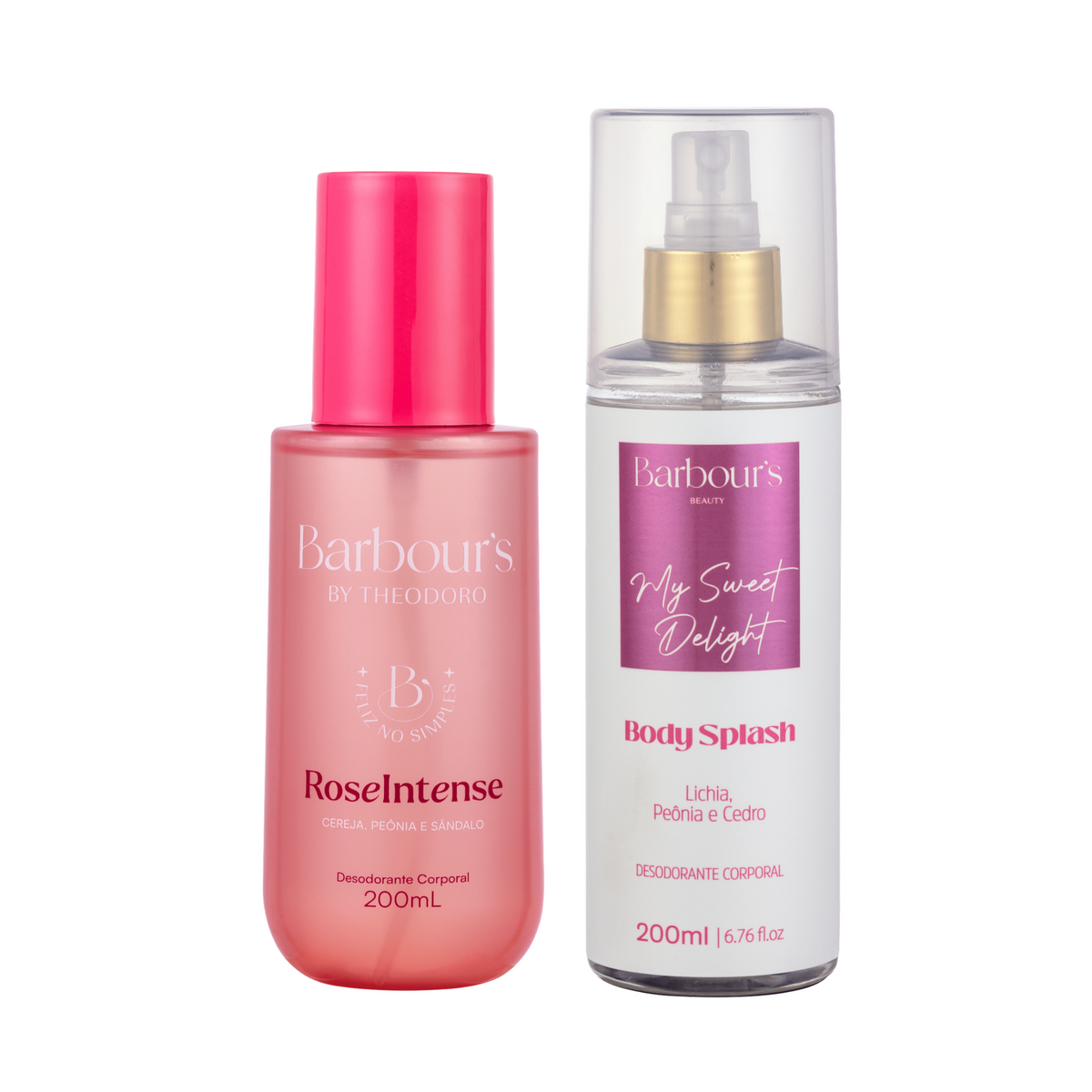 Kit 2 Body Splash Rose Intense Feliz no Simples Barbour’s by Theodoro e My Sweet Delight