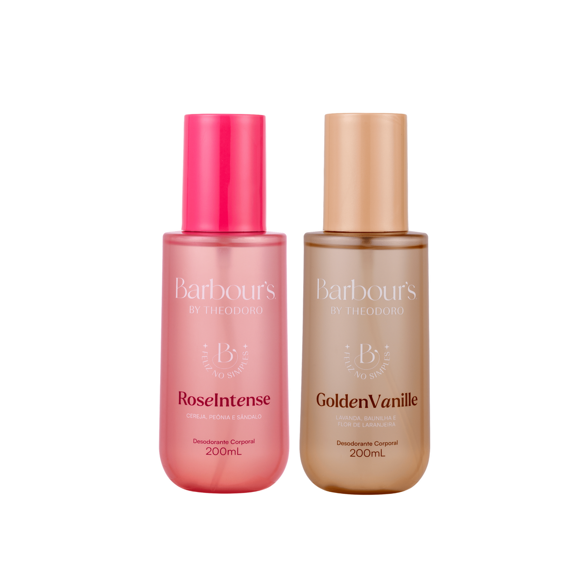 Kit 2 Body Splash Rose Intense e Golden Vanille Feliz no Simples Barbour’s by Theodoro 200ml