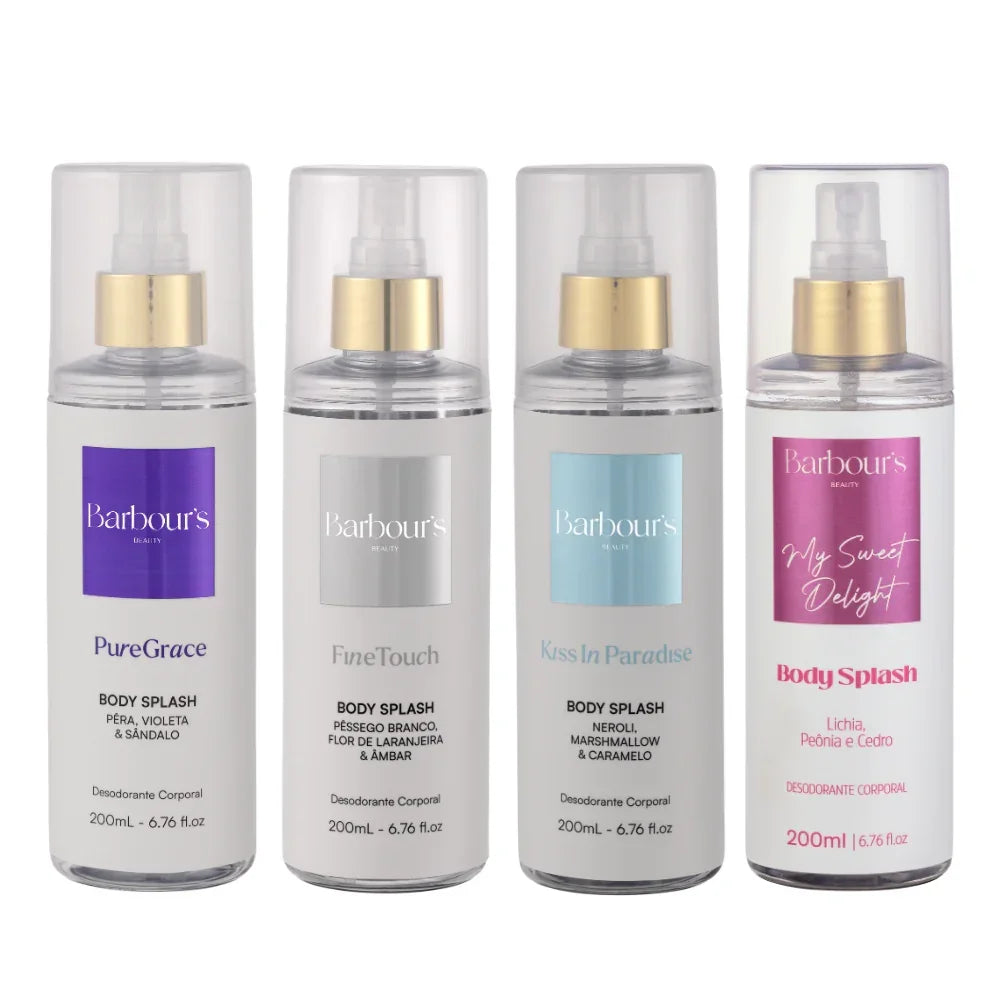 Kit 4 Body Splash - Pure Grace, Fine Touch, Kiss in Paradise e My Sweet Delight