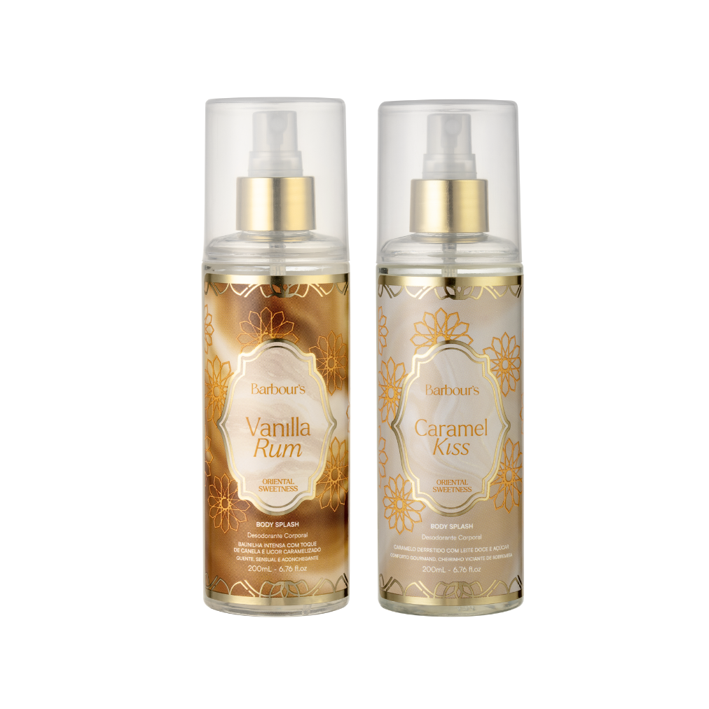 Kit 2 Body Splash Desodorante Colônia 200ml - Caramel Kiss e Vanilla Rum