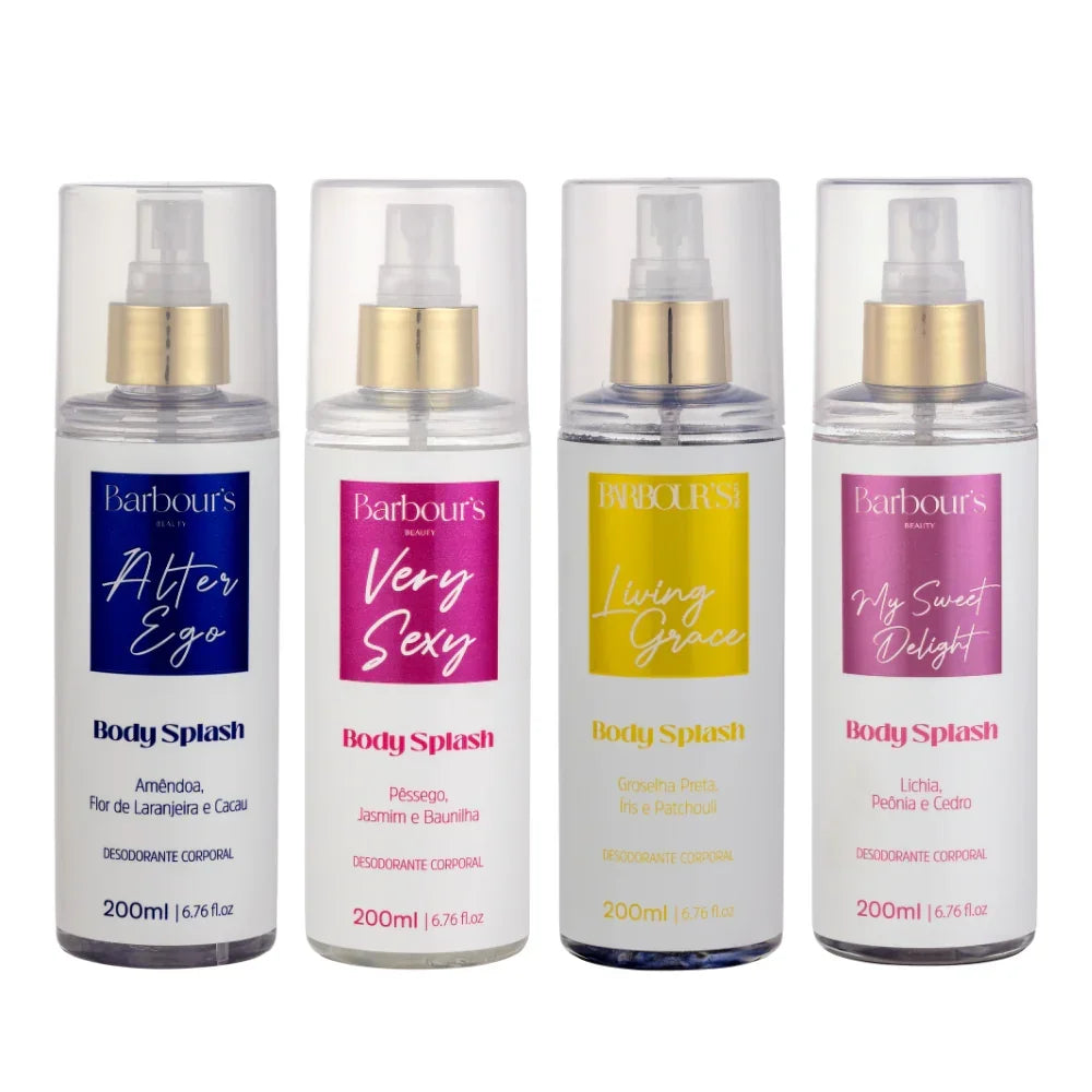 Kit 4 Body Splash Desodorante Colônia 200ml - Alter Ego, Living Grace, Very Sexy, My Sweet Delight