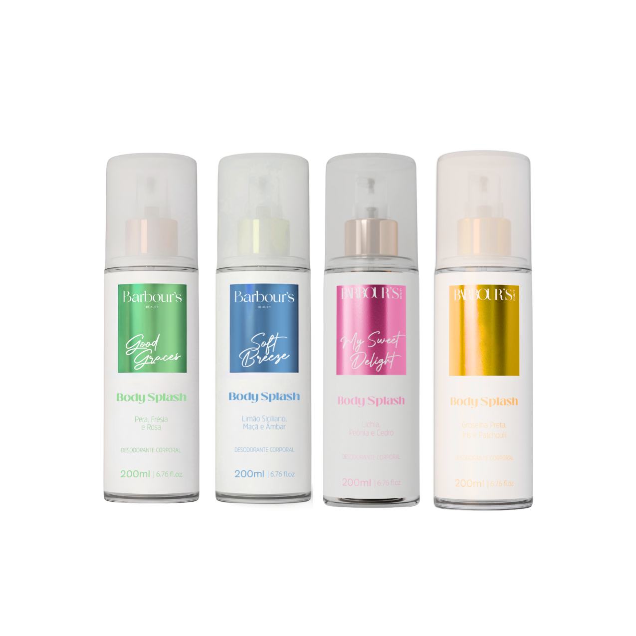 Kit 4 Body Splash Desodorante Colônia 200ml - Good Graces, Soft Breeze, My Sweet Delight e Living Grace