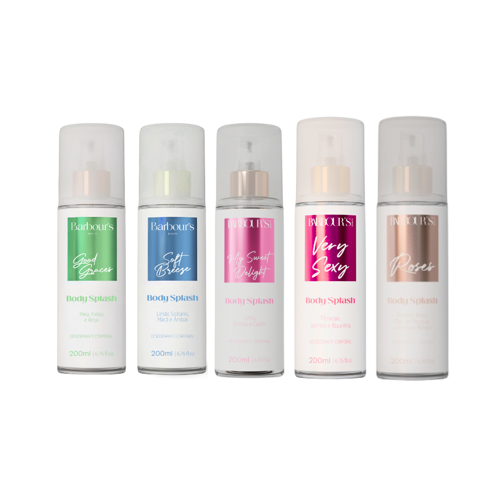 Kit 5 Body Splash Desodorante Colônia 200ml - Good Graces, Soft Breeze, My Sweet Delight, Very Sexy e Roses
