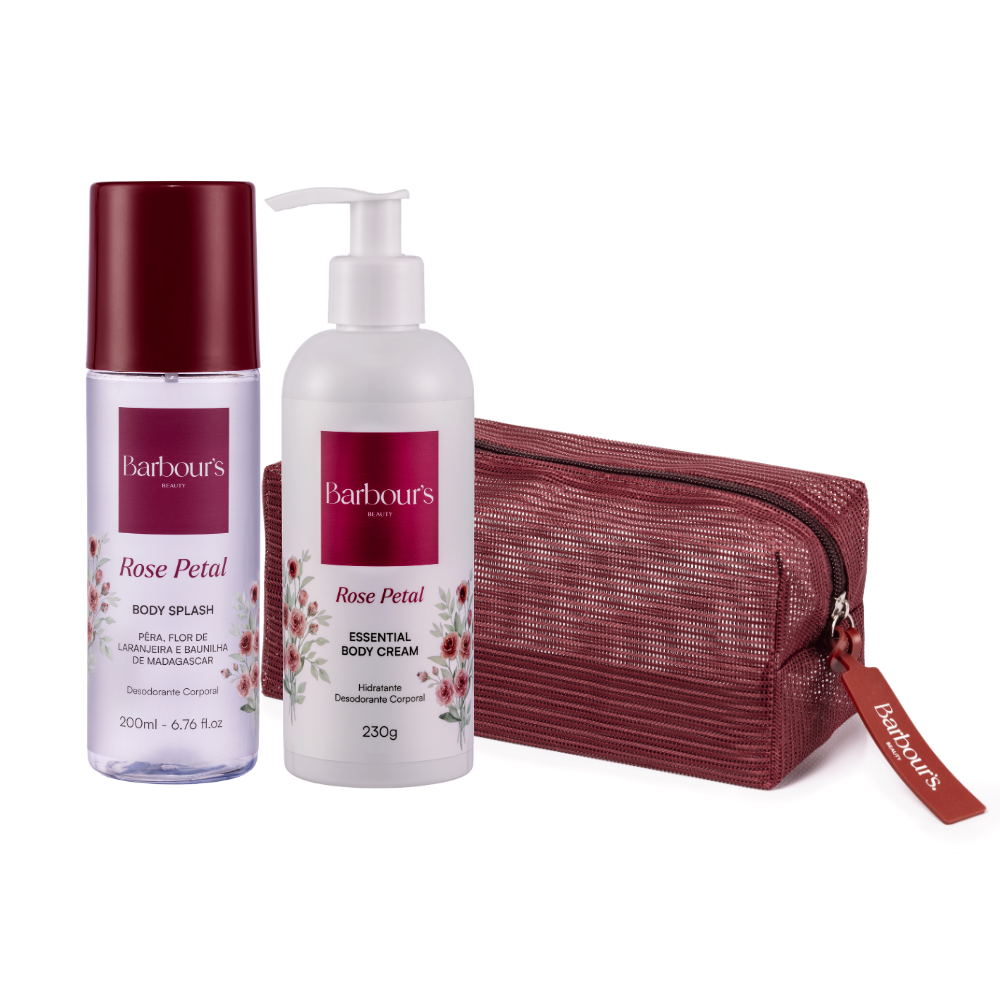 Kit Body Splash + Essential Body Cream Rose Petal + Necessaire