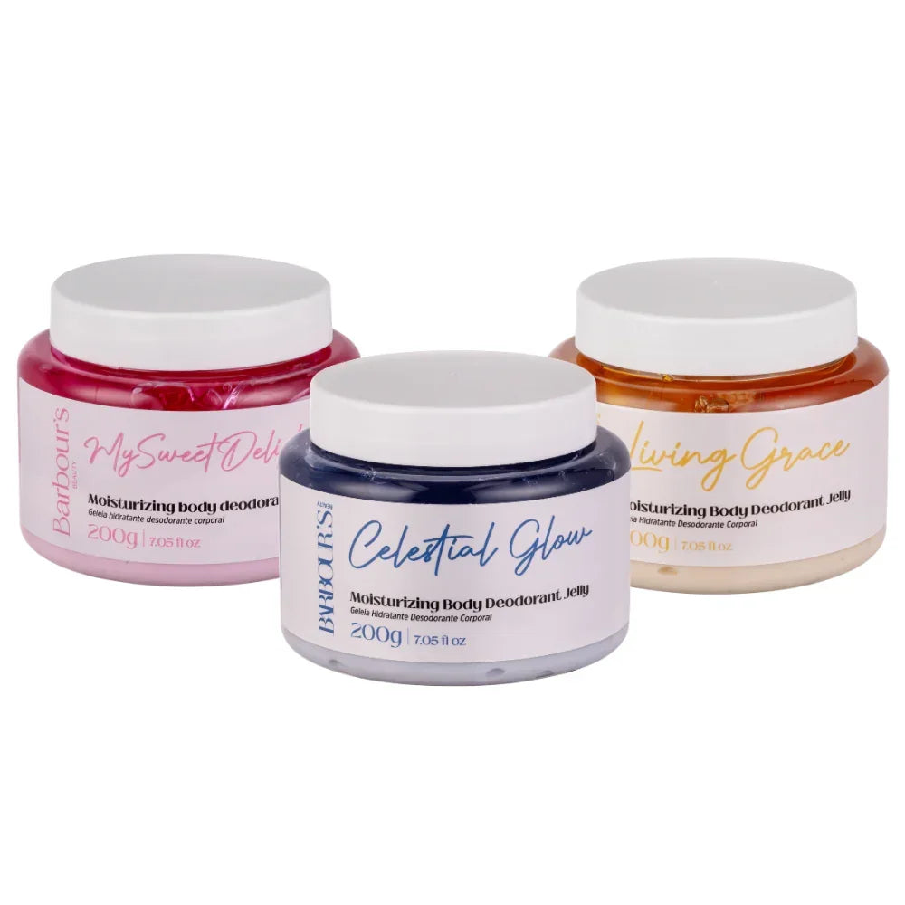 Kit Geleia Hidratante Desodorante Corporal Celestial, Living Grace e My Sweet Delight 200g
