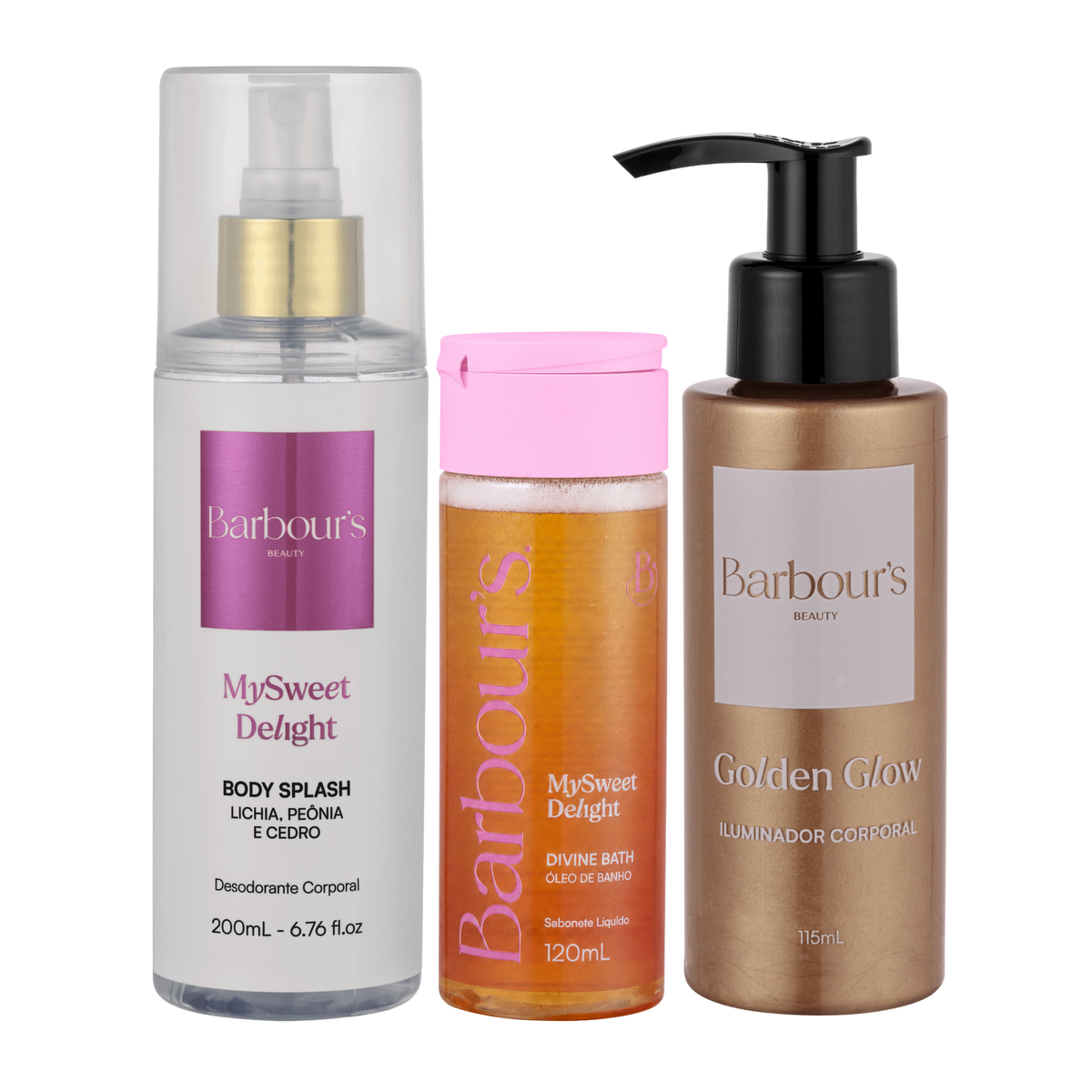 Kit - Óleo de Banho, Body Splash My Sweet Delight e Iluminador Hidratante