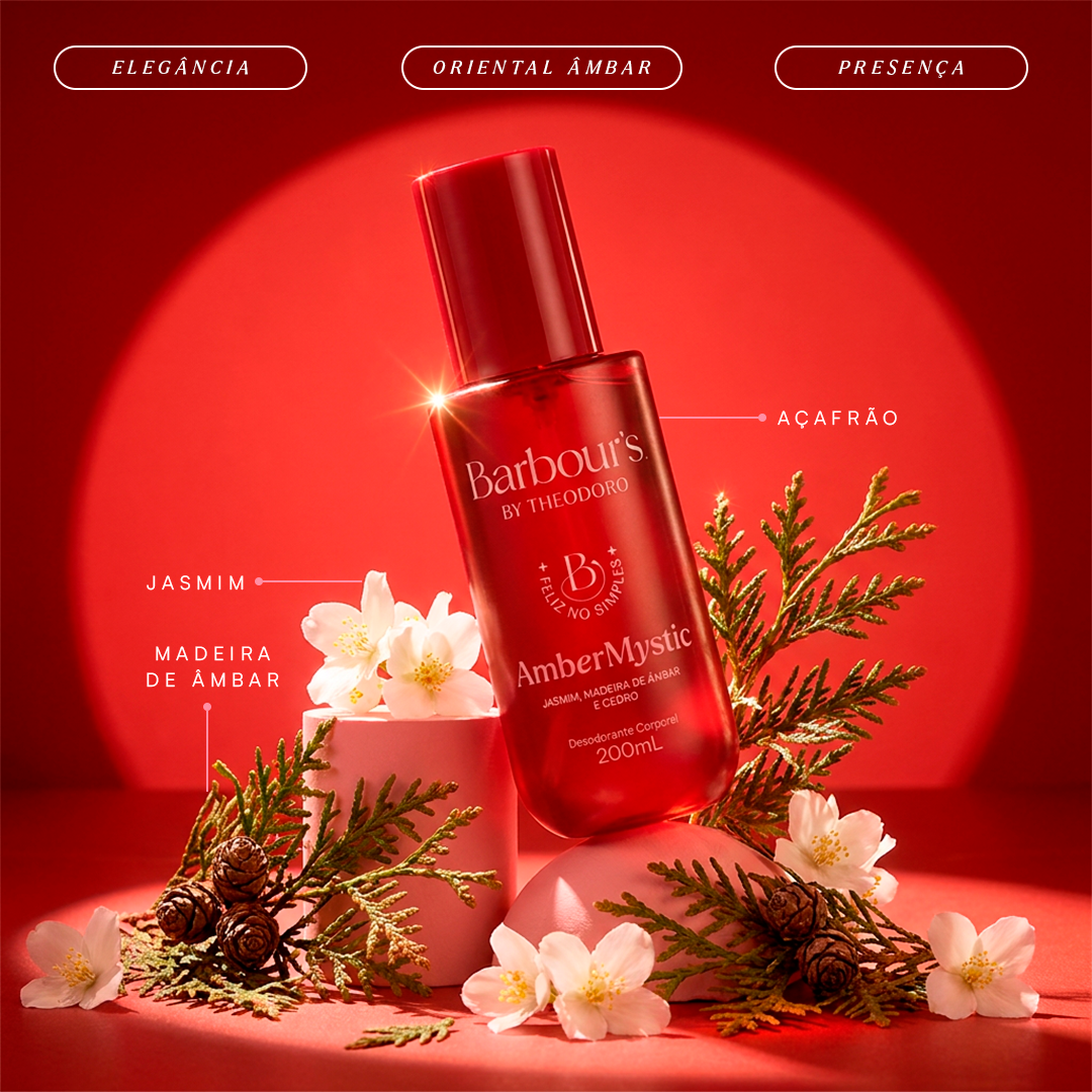 Body Splash Desodorante Corporal Amber Mystic Feliz no Simples Barbour’s by Theodoro 200ml