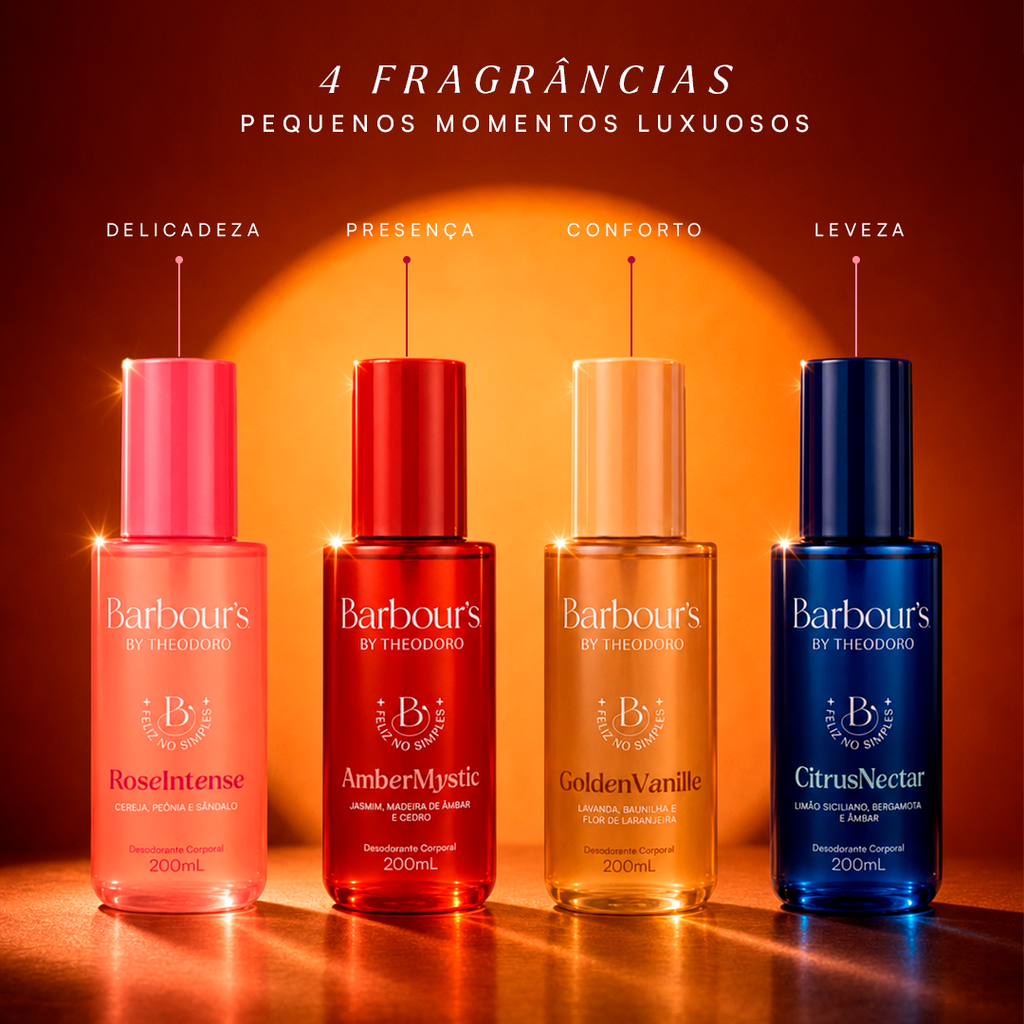 Body Splash Desodorante Corporal Amber Mystic Feliz no Simples Barbour’s by Theodoro 200ml