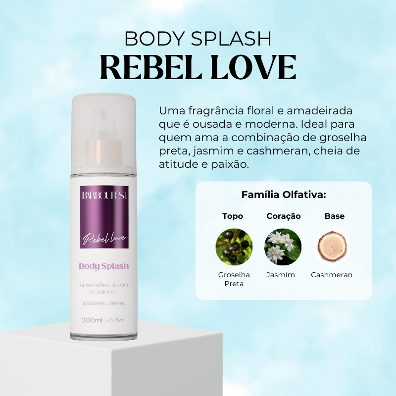 Body Splash Rebel Love Desodorante Colônia 200ml
