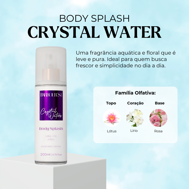 Body Splash Crystal Water Desodorante Colônia 200ml