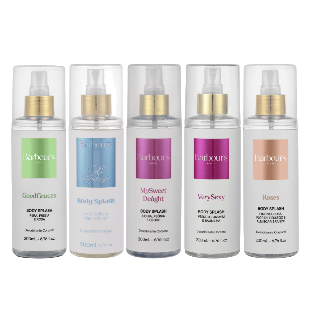 Kit 5 Body Splash Desodorante Colônia 200ml - Good Graces, Soft Breeze, My Sweet Delight, Very Sexy e Roses