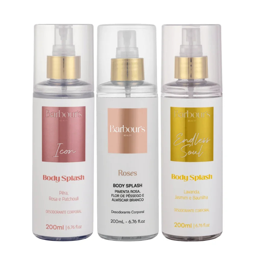 Kit 3 Body Splash Desodorante Colônia 200ml - Icon, Roses e Endless Soul
