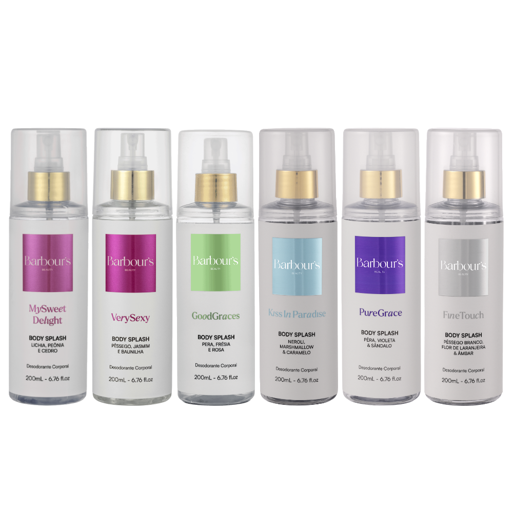 Kit 6 Body Splash Desodorante Colônia 200ml - My Sweet Delight, Very Sexy, Good Graces, Kiss in Paradise, Pure Grace, Fine Touch