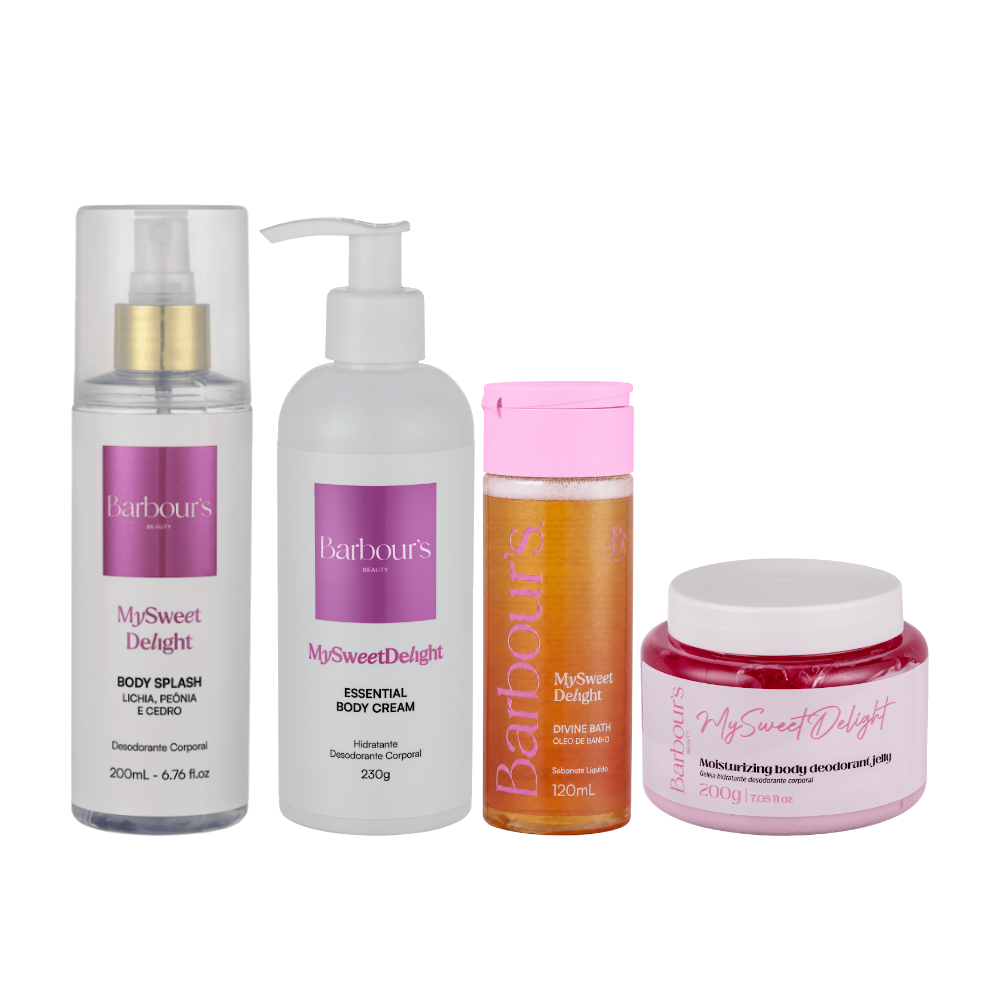 Kit Banho Premium - - Body Splash, Body Cream, Óleo de Banho e Geleia Hidratante