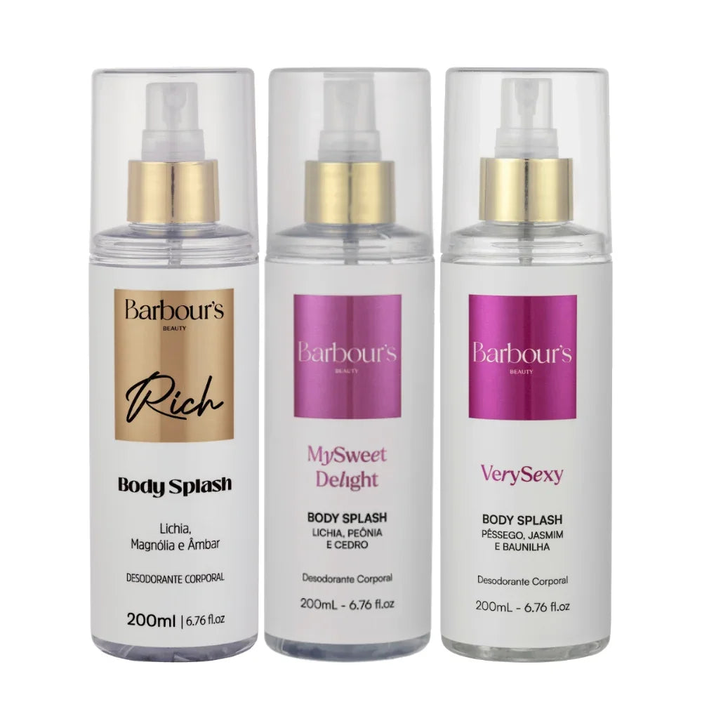 Kit 3 Body Splash Desodorante Colônia 200ml - Rich, My Sweer Delight e Very Sexy