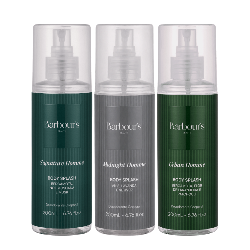 Kit 3 Body Splash Desodorante Colônia 200ml - Signature Homme, Midnight Homme e Urban Homme