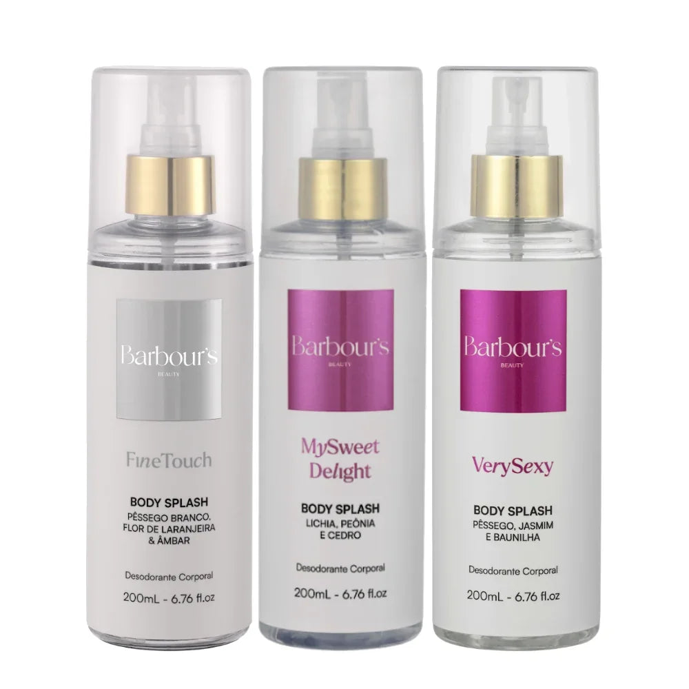 Kit 3 Body Splash Desodorante Colônia 200ml - Fine Touch, My Sweet Delight e Very Sexy
