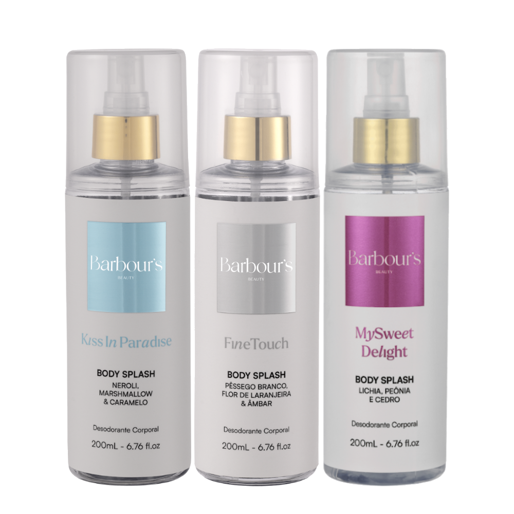 Kit 3 Body Splash Desodorante Colônia 200ml - Kiss in Paradise, Fine Touch e My Sweet Delight