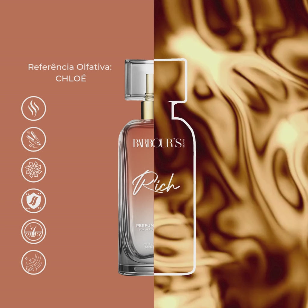 Perfume para cabelo Rich / finalizador termoativo