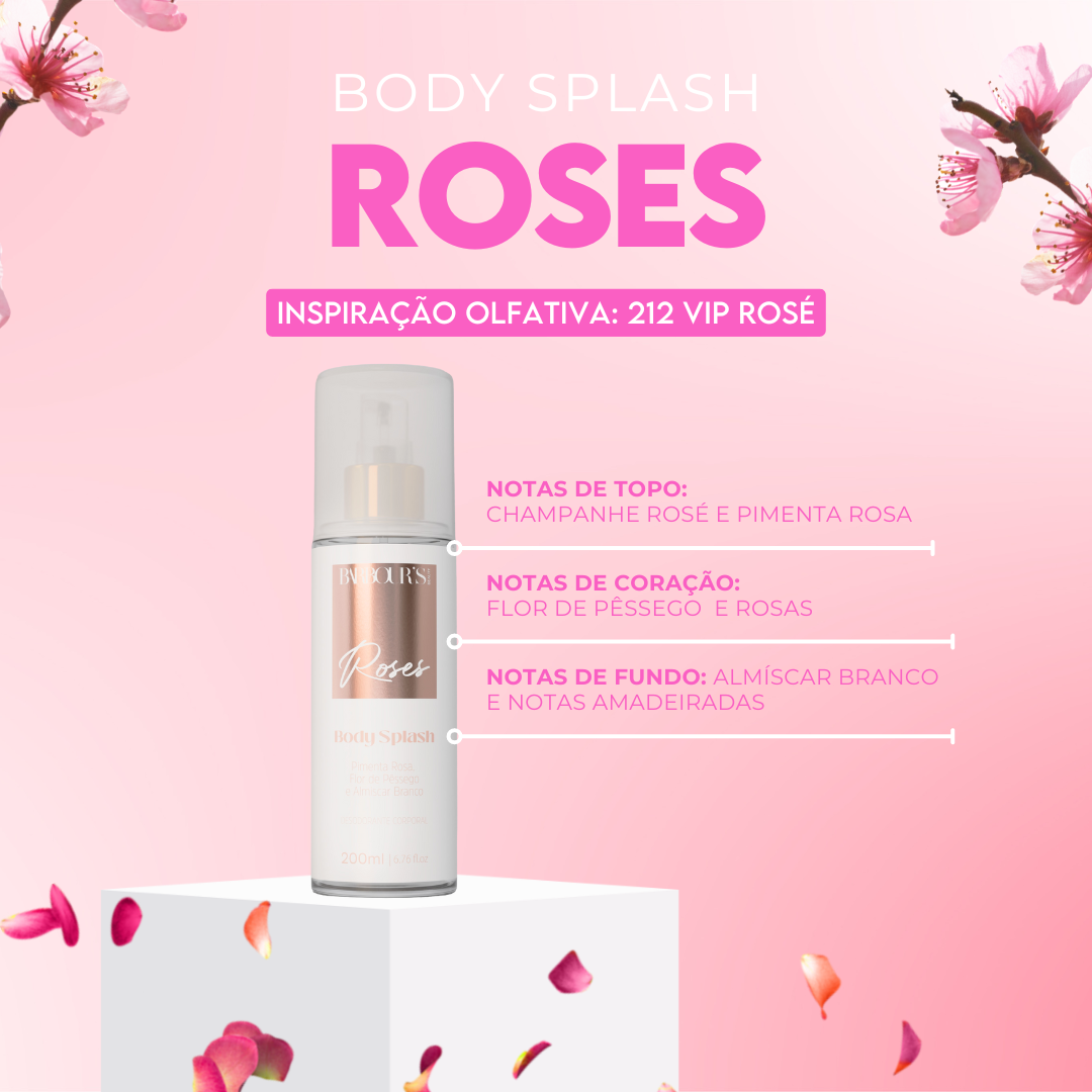 Kit Perfume de Cabelo e Body Splash - Roses